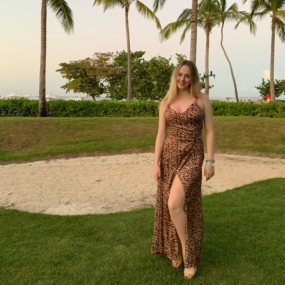 Leopard Print Maxi Slip Dress - Brown/Black - Picture 5 of 7